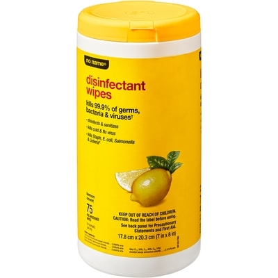 No Name Lemon Scent Disinfectant Wipes 75 ea, $0.06/1ea