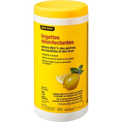 Sans Nom Lingettes désinfectantes parfumées au citron 75 ea, 0,06 $/1ch