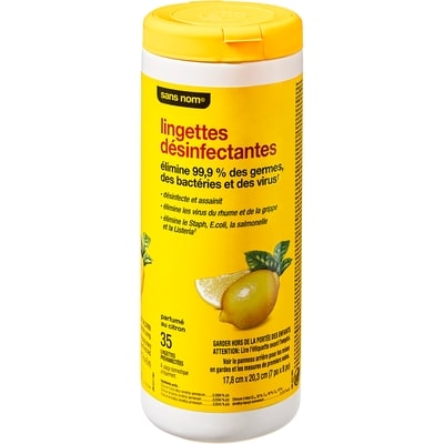 Sans Nom Lingettes désinfectantes parfumées au citron 35 ea, 0,10 $/1ch