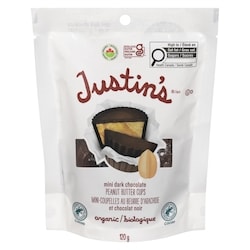 Justin's Mini Dark Chocolate Peanut Butter Cups Organic 120 g, $6.24/100g