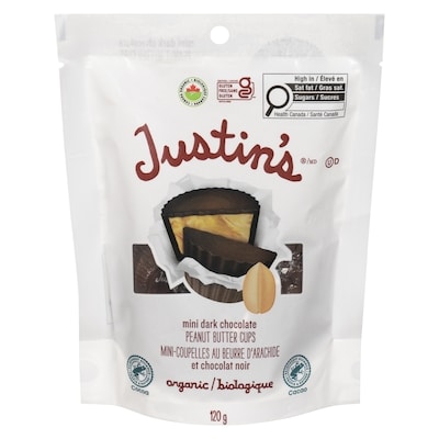 Justin’s MINI COUPELLES ET CHOC. NOIR 120 g, 5,83 $/100g