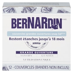 Bernardin Couvercles Grandes Ouvertures Snap Lid 12 ea, 0,67 $/1ch