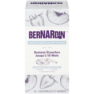 Bernardin Ouverture Régulière Snap Lid Et Bandes 12 ea, 0,58 $/1ch