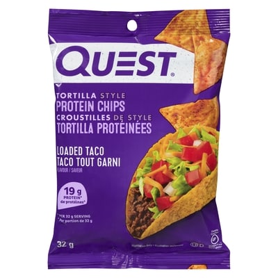 Quest Tortilla Style Protein Chips Loaded Taco Flavour 32 g, $15.59/100g