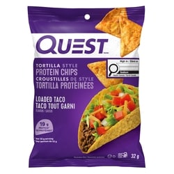 Quest croustilles de style tortilla protéinées – Saveur Taco Tout Garni 32 g, 14,97 $/100g