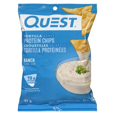 Quest Croustilles de style tortilla protéinées ranch saveur 32 g, 15,59 $/100g