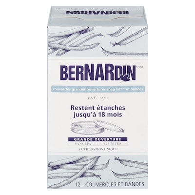 Bernardin Couvercles Grandes Ouvertures Snap Lid Et Bandes 12 ea, 1,17 $/1ch