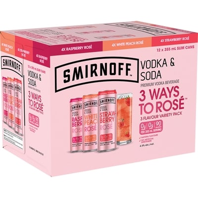 Smirnoff Smirnoff Vodka Soda paquet de variété (Pièce d’identité requise au moment du ramassage) 12x355.0 ml, 0,69 $/100ml