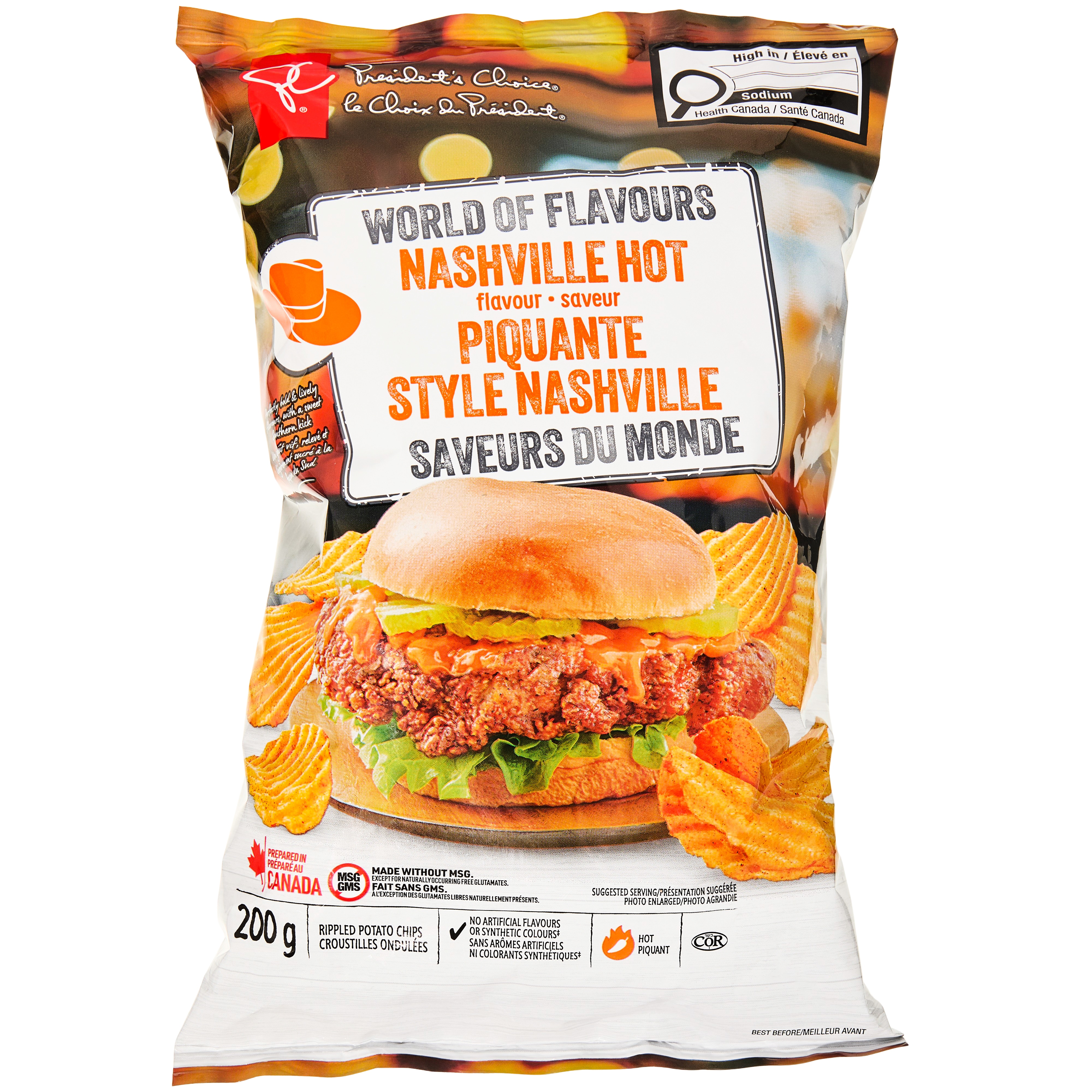le Choix du Président Croustilles à saveur piquante style Nashville Saveurs du monde 200 g, 1,50 $/100g