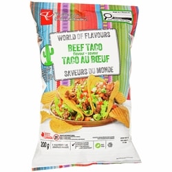 le Choix du Président Croustilles à saveur taco Saveurs du monde 200 g, 1,65 $/100g