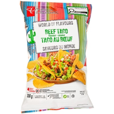 le Choix du Président Croustilles à saveur taco Saveurs du monde 200 g, 1,25 $/100g