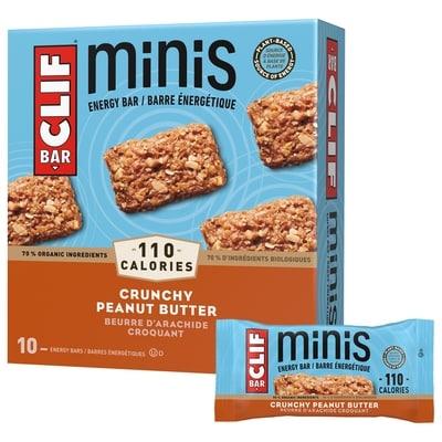 Clif beurre d’arachide croquant mini, 70% d'ingrédients biologiques, barre granola 281 g, 4,62 $/100g