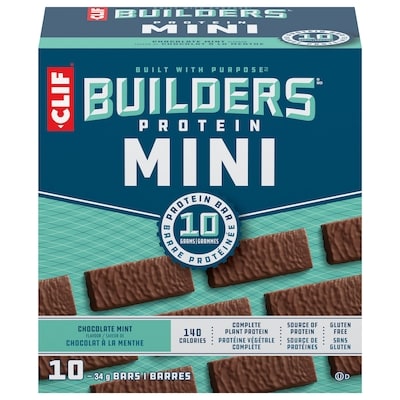 CLIF BUILDERS Mini Protein Bars, Chocolate Mint Flavour, 10g of Protein 340 g, $4.41/100g