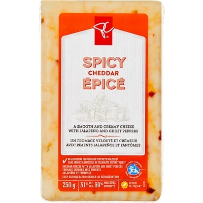 President's Choice Spicy Cheddar Cheese  250 g, $3.12/100g