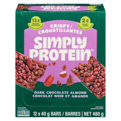 Simply Protein Dark Chocolate Almond 12x40.0 g, $7.50/100g