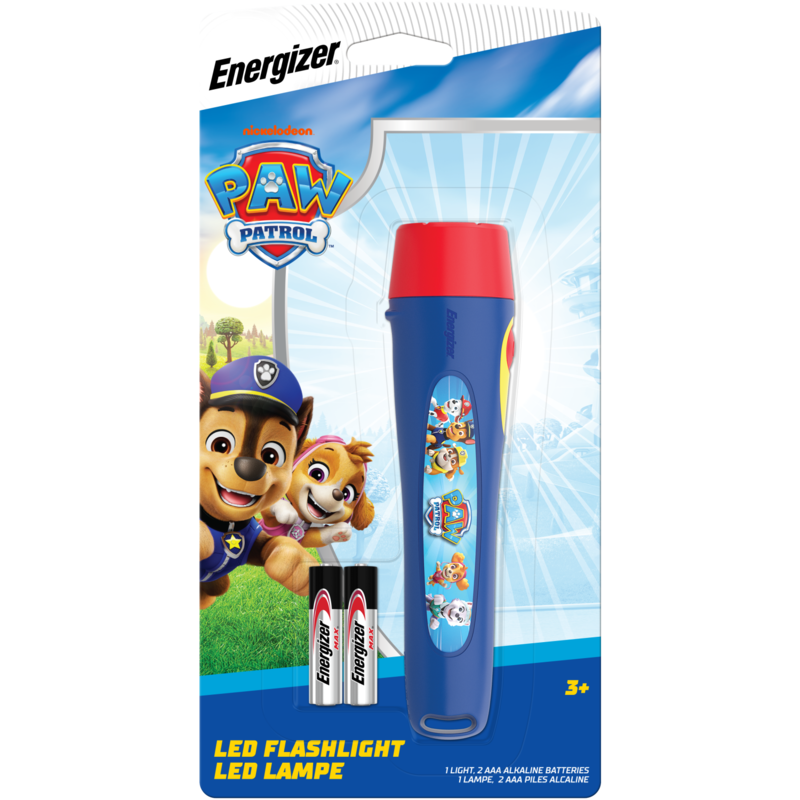 PAW Patrol LED Flashlight, 15 Lumen, Shatterproof, Easy Push Button, Great Light For Kids, Batteries Included.