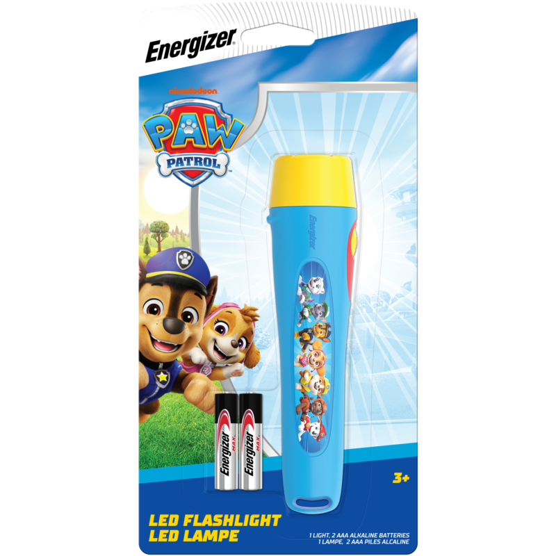 PAW Patrol LED Flashlight, 15 Lumen, Shatterproof, Easy Push Button, Great Light For Kids, Batteries Included.