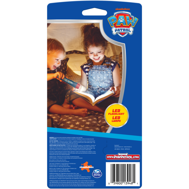 PAW Patrol LED Flashlight, 15 Lumen, Shatterproof, Easy Push Button, Great Light For Kids, Batteries Included.