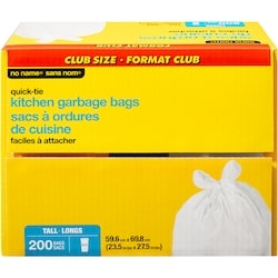 Tall Quick Tie Kitchen Garbage Bags Club Size