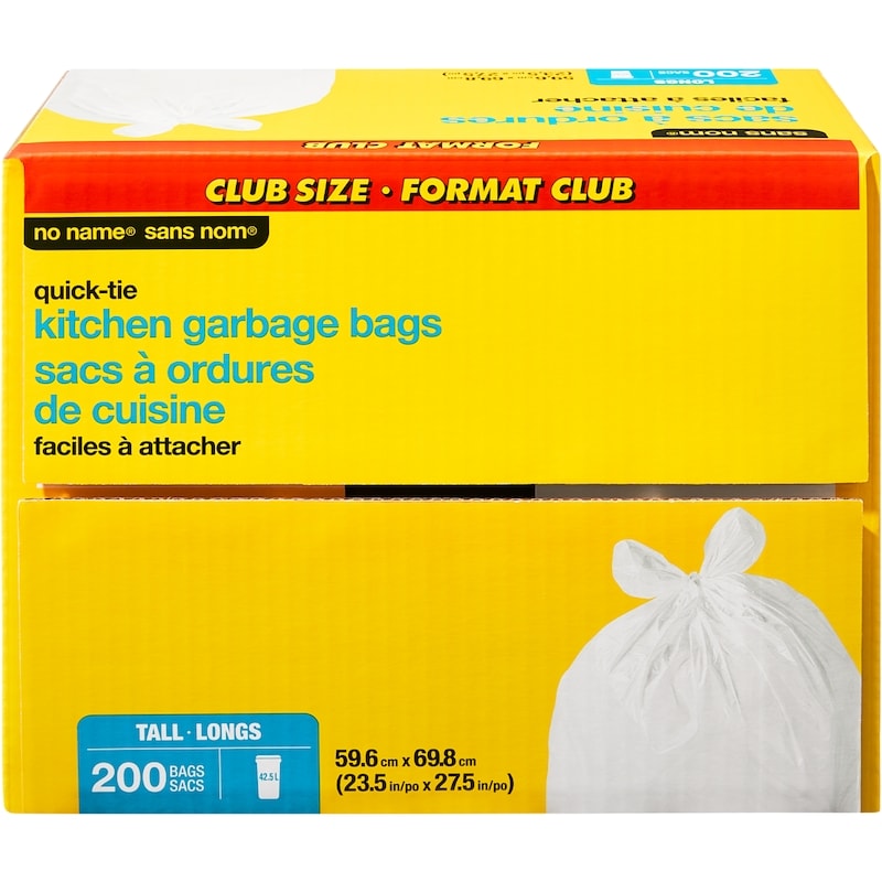 Tall Quick Tie Kitchen Garbage Bags Club Size