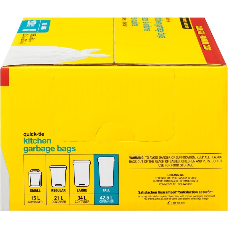 Tall Quick Tie Kitchen Garbage Bags Club Size