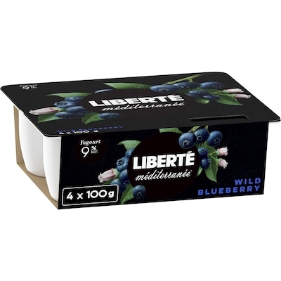 Liberte Méditerranée 9% Yogurt, Wild Blueberry 4x100.0 g, $1.37/100g