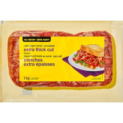 Sans Nom Bacon, tranches extra épaisses 1 kg, 1,40 $/100g
