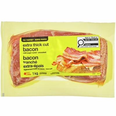 Sans Nom Bacon, tranches extra épaisses 1 kg, 1,50 $/100g