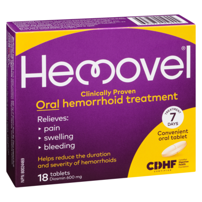 Hemovel Tablet Oral Hemorrhoid Treatment Diosmin 600 mg 18 Tablets 18 ea, $1.06/1ea
