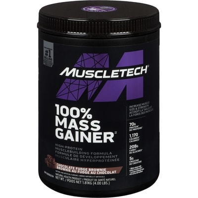Muscletech 100% Mass Gainer Chocolate Fudge Brownie 1814 g, $3.42/100g