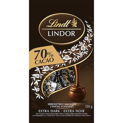 Lindt LINDOR Truffes au chocolat noir à 70 % de cacao, Sachet 150 g, 7,33 $/100g