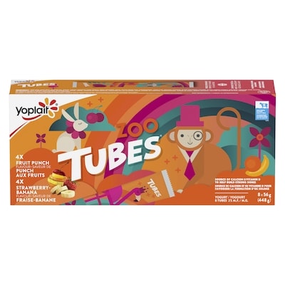 Yoplait 1% Yogurt Tubes, Fruit Punch, Kids Snacks 8x56.0 g, $1.23/100g
