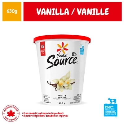 Yoplait Source 0% Smooth Traditional Yogurt, Vanilla, No Added Sugar 630 g, $0.67/100g