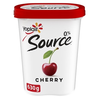 Yoplait Source 0% Smooth Traditional Yogurt, Cherry, No Added Sugar 630 g, $0.55/100g