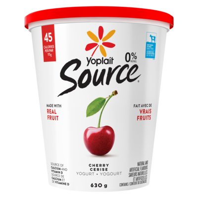 Yoplait Yogourt traditionnel onctueux Source 0 %, cerise, sans sucre ajouté 630 g, 0,79 $/100g