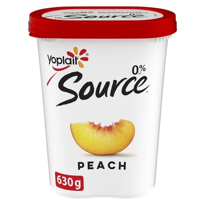 Yoplait Source 0% Smooth Traditional Yogurt, Peach, No Added Sugar 630 g, $0.55/100g