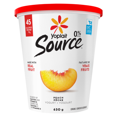 Yoplait Yogourt traditionnel onctueux Source 0 %, pêche, sans sucre ajouté 630 g, 0,79 $/100g