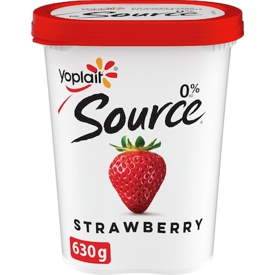 Yoplait Source 0% Smooth Traditional Yogurt, Strawberry, No Added Sugar 630 g, $0.92/100g