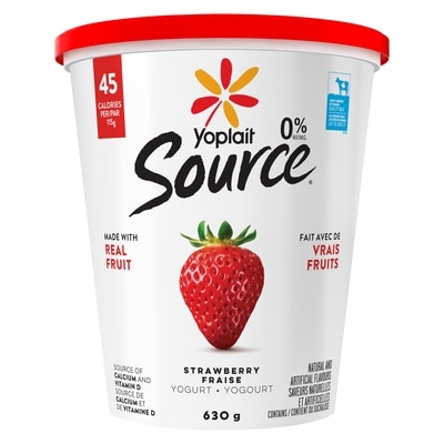 Yoplait Yogourt traditionnel onctueux Source 0 %, fraise, sans sucre ajouté 630 g, 0,60 $/100g