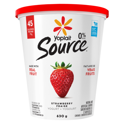 Yoplait Yogourt traditionnel onctueux Source 0 %, fraise, sans sucre ajouté 630 g, 0,79 $/100g