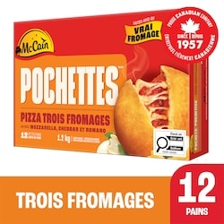 McCain Pizza Pochettes aux trois fromages paquet de 12 1.2 kg, 1,42 $/100g