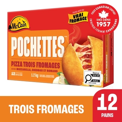 McCain Pizza Pochettesᴹᴰ aux trois fromages 1.2 kg, 1,42 $/100g