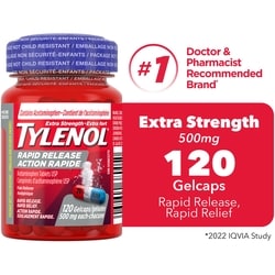Tylenol Acetaminophen Tablets Usp Extra Strength 500 Mg Each 120 ea, $0.23/1ea