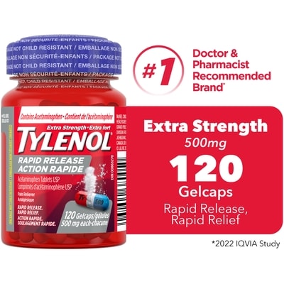 Tylenol Acetaminophen Tablets Usp Extra Strength 500 Mg Each 120 ea, $0.25/1ea