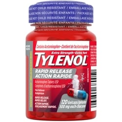 Tylenol Comprimés d'acétaminophène usp extra fort 500 mg chacune 120 ea, 0,16 $/1ch