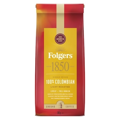1850 Coffee, Ground  100% Colombian Light Roast  340 g, $3.82/100g