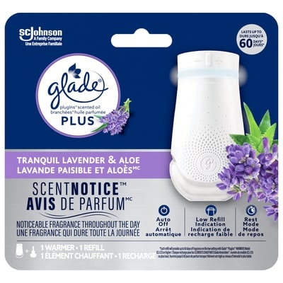 Glade Branchées Plus Huile parfumée nécessaire de départ un élément chauffant et une recharge, Lavande paisible et Aloès 1 ea, 12,99 $/1ch