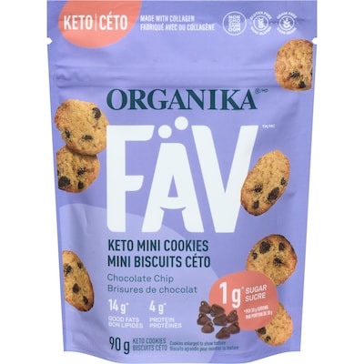 Organika Keto Mini Cookies Chocolate Chip 90 g, $8.32/100g