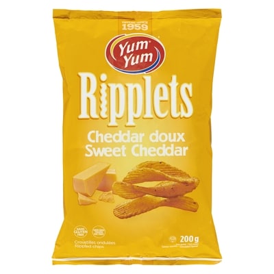Yum Yum Flavoured Rippled Chips Sweet Cheddar 200 g, $2.25/100g