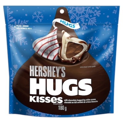 Hershey's Hugs Milk Chocolates Festive Red, Green & Silver Wrapping 180 g, $3.49/100g